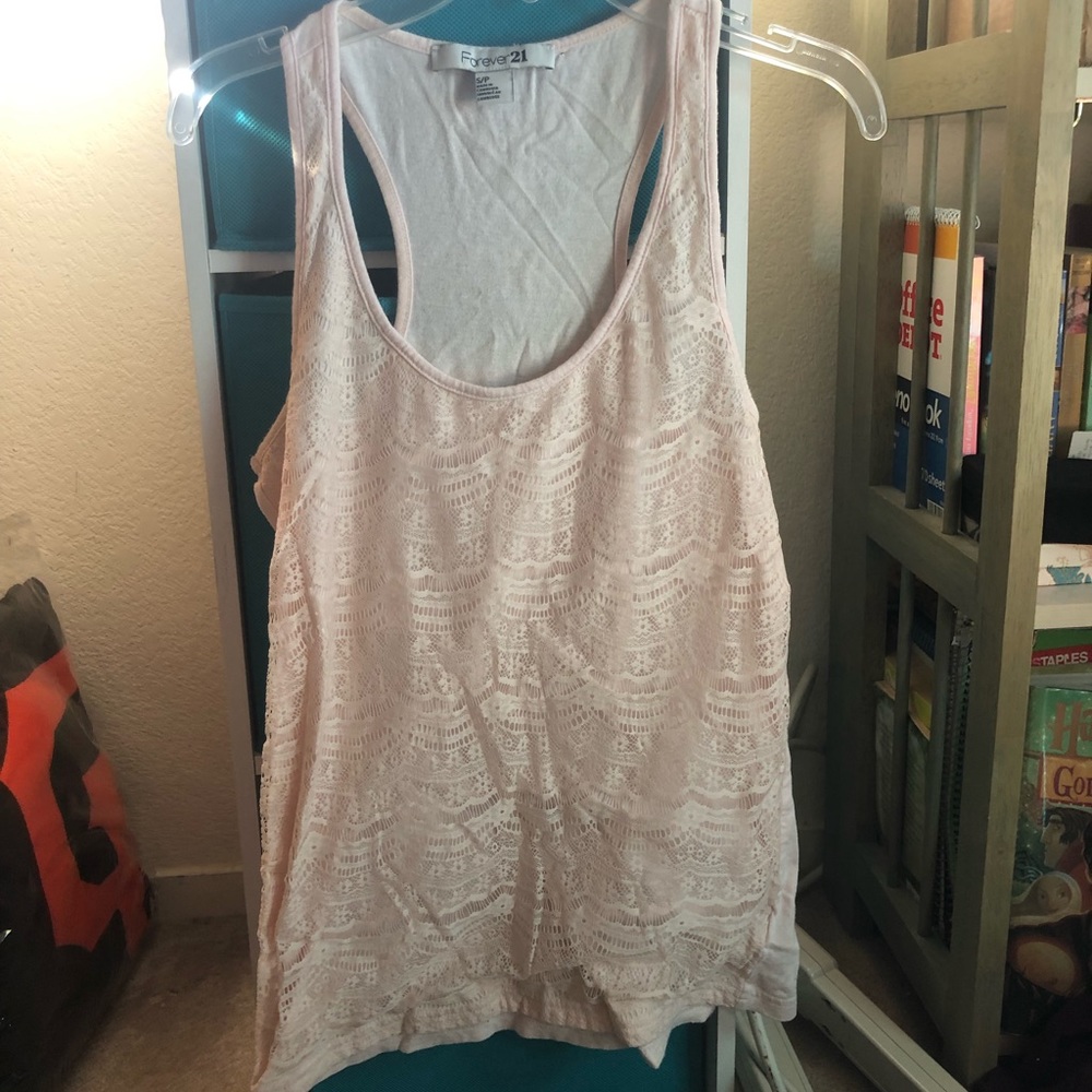 Forever 21 lace light pink tank top